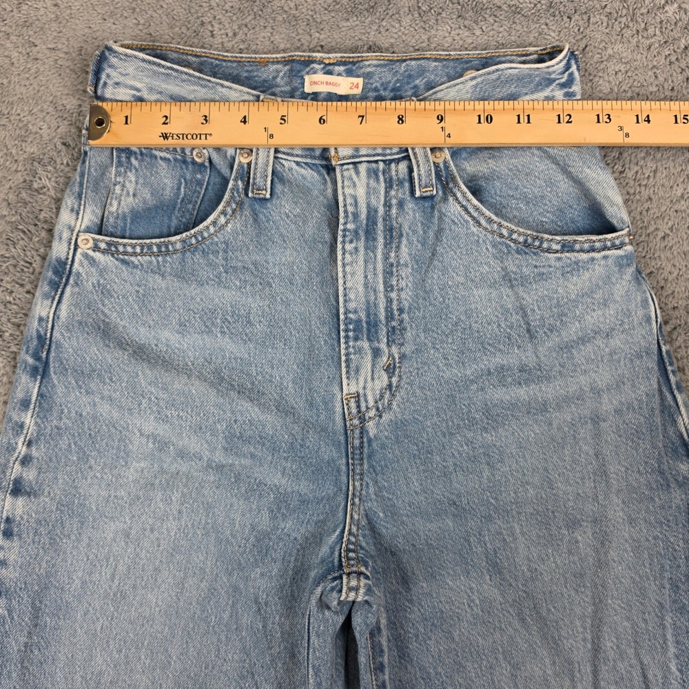 Levis Cinch Baggy Jeans Women 24 Blue Light Wash Barrel High Rise Wide Leg Denim - Picture 9 of 13